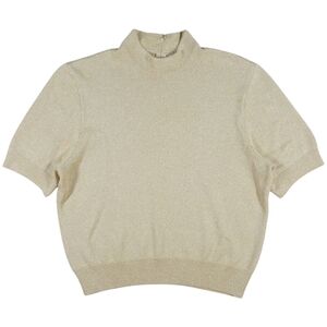 St.‎ John Separates Sweater Womens M Gold Metallic Santana Knit Short Sleeve Top